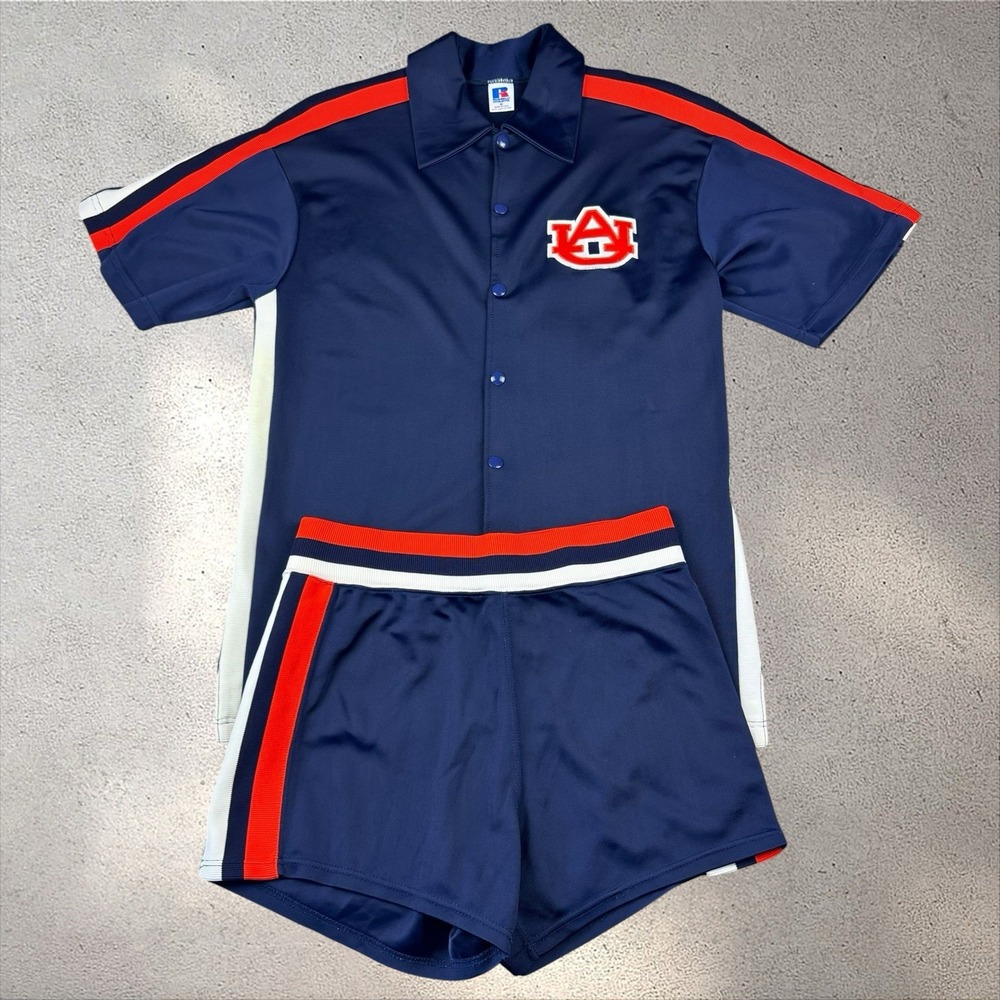 80s Auburn Tigers Basketball Team Issue Warmup Set Russell Athletic Jersey Short